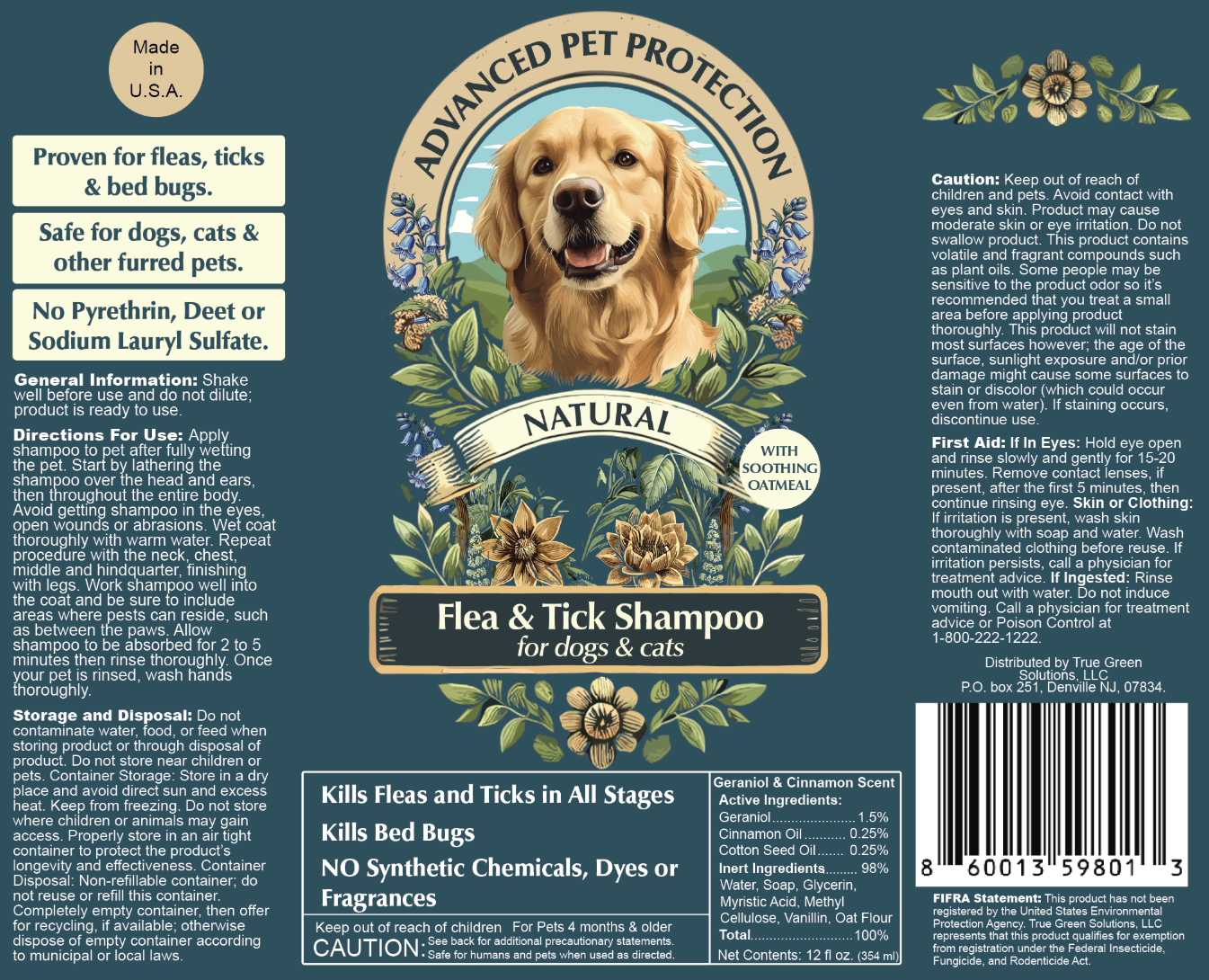 Advanced Pet Protection Natural Flea & Tick Shampoo